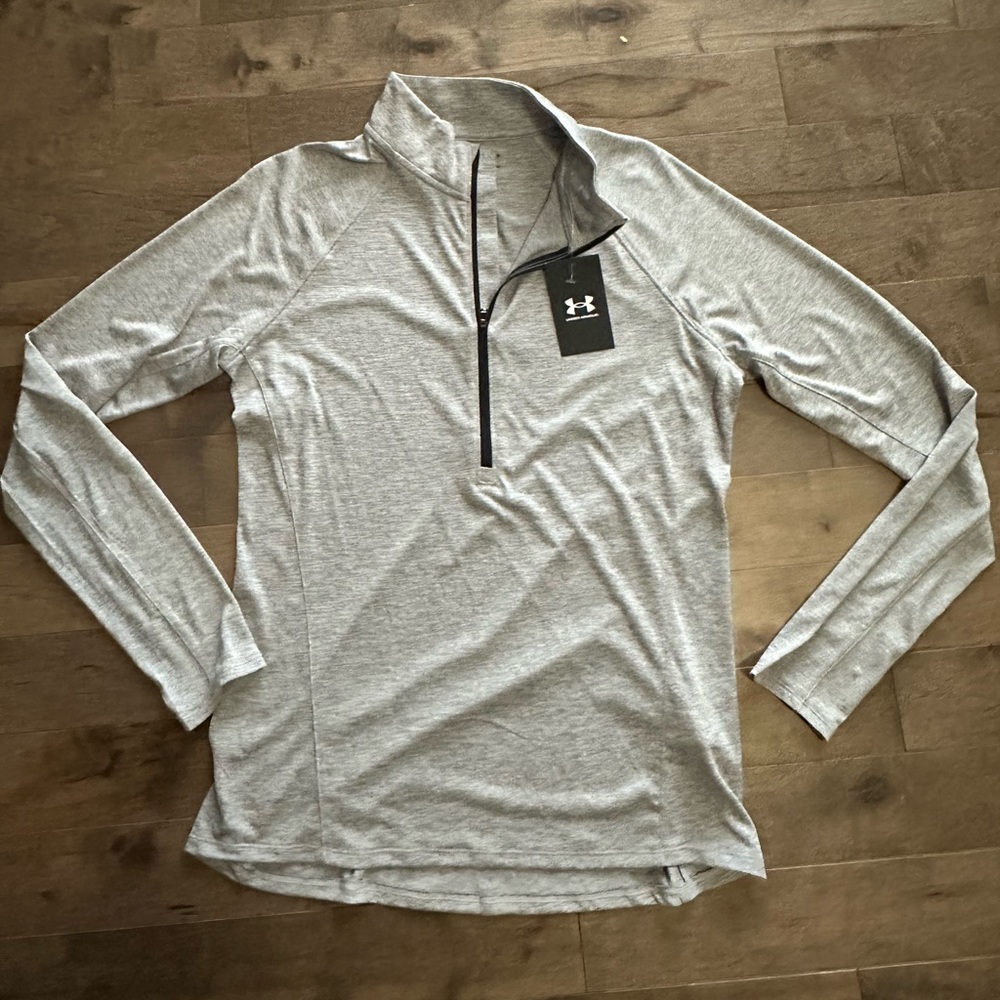 NWT Under Armour Heather Gray Performance 1/4 zip Pullover - size large